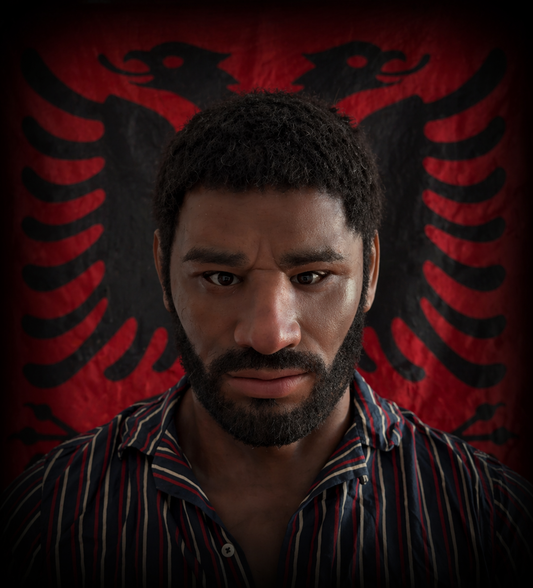 M12: Ultra-Realistic Black Male Mask – Curly Hair & Beard – 30 Years Old